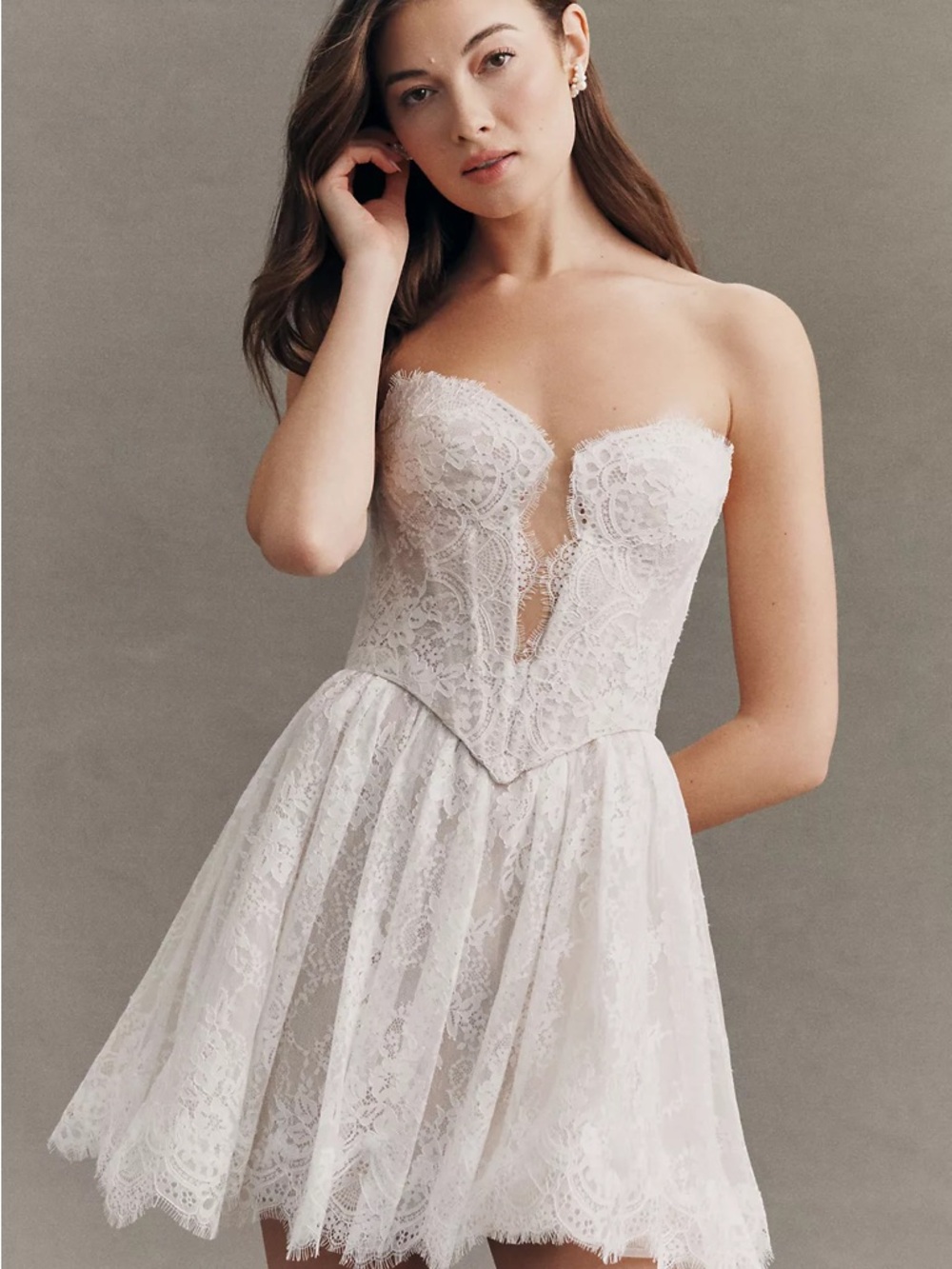 By Watters: "danny" White Lace Mini Dress